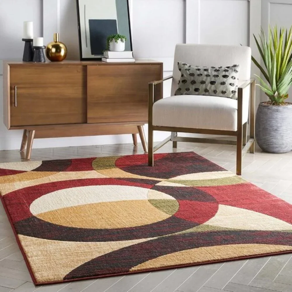 New 5x7 Washable Boho Floral Area Rug, Vintage Non-Slip Carpet for Home & Office